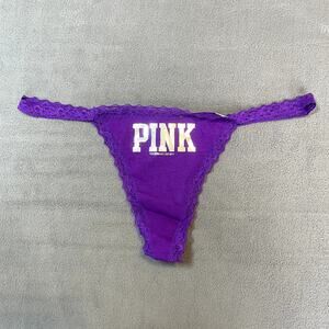 Victoria's Secret PINK Extra Low Rise Lace V-String Purple Metallic Graphic 2011